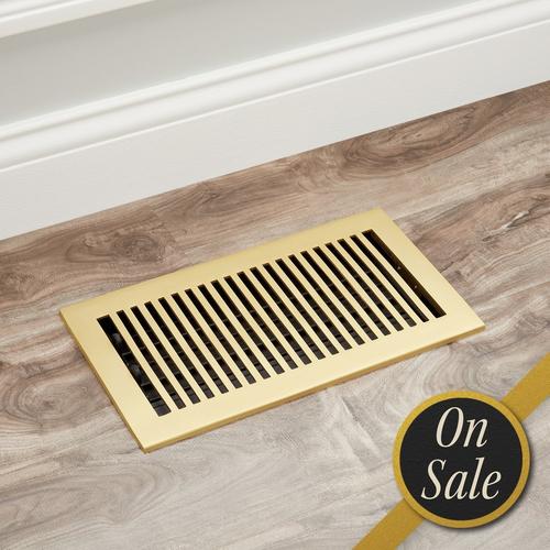 Modern Solid Brass Floor Register - Brushed Brass